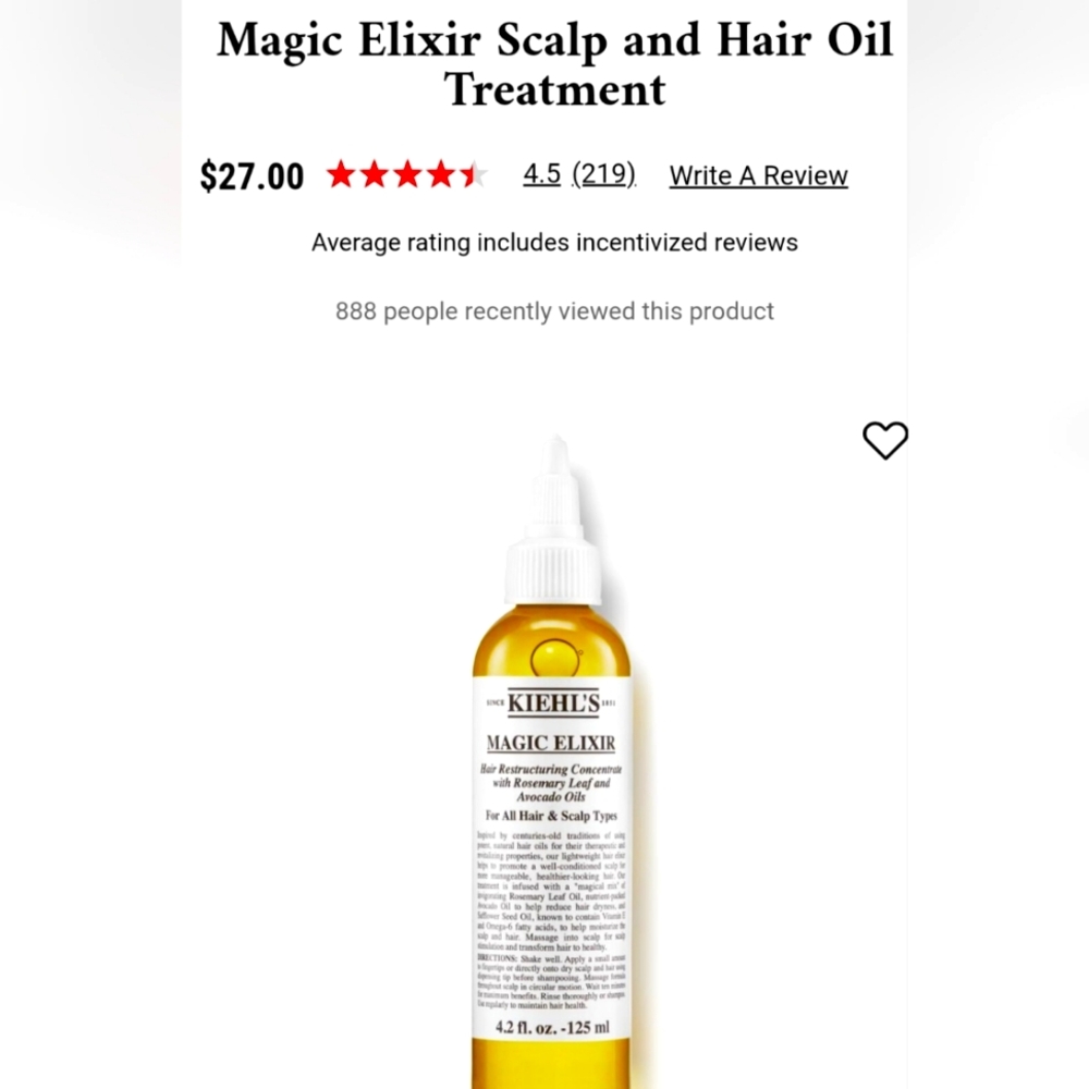 Kiehl's Magic Elixir Scalp and Hair Oil